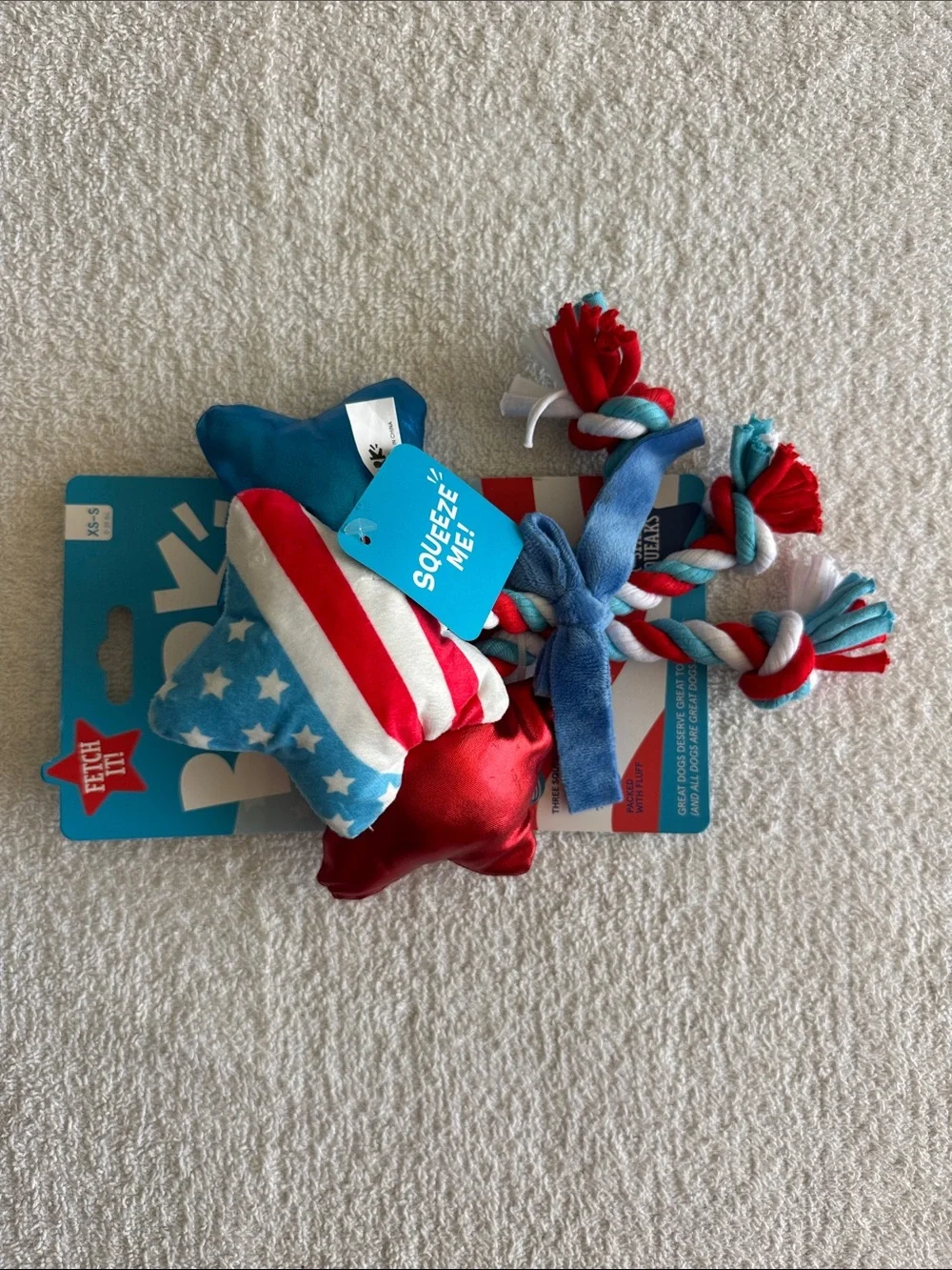 Bark Yankee Doodle Star Spangled Squeaker Dog Toy